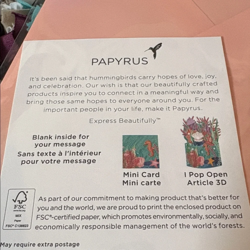 🆕Papyrus ‘Under The Sea’ Pop Up Greeting Card